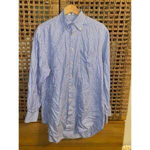 Peter Millar Blue Gingham Golf Dress Shirt M